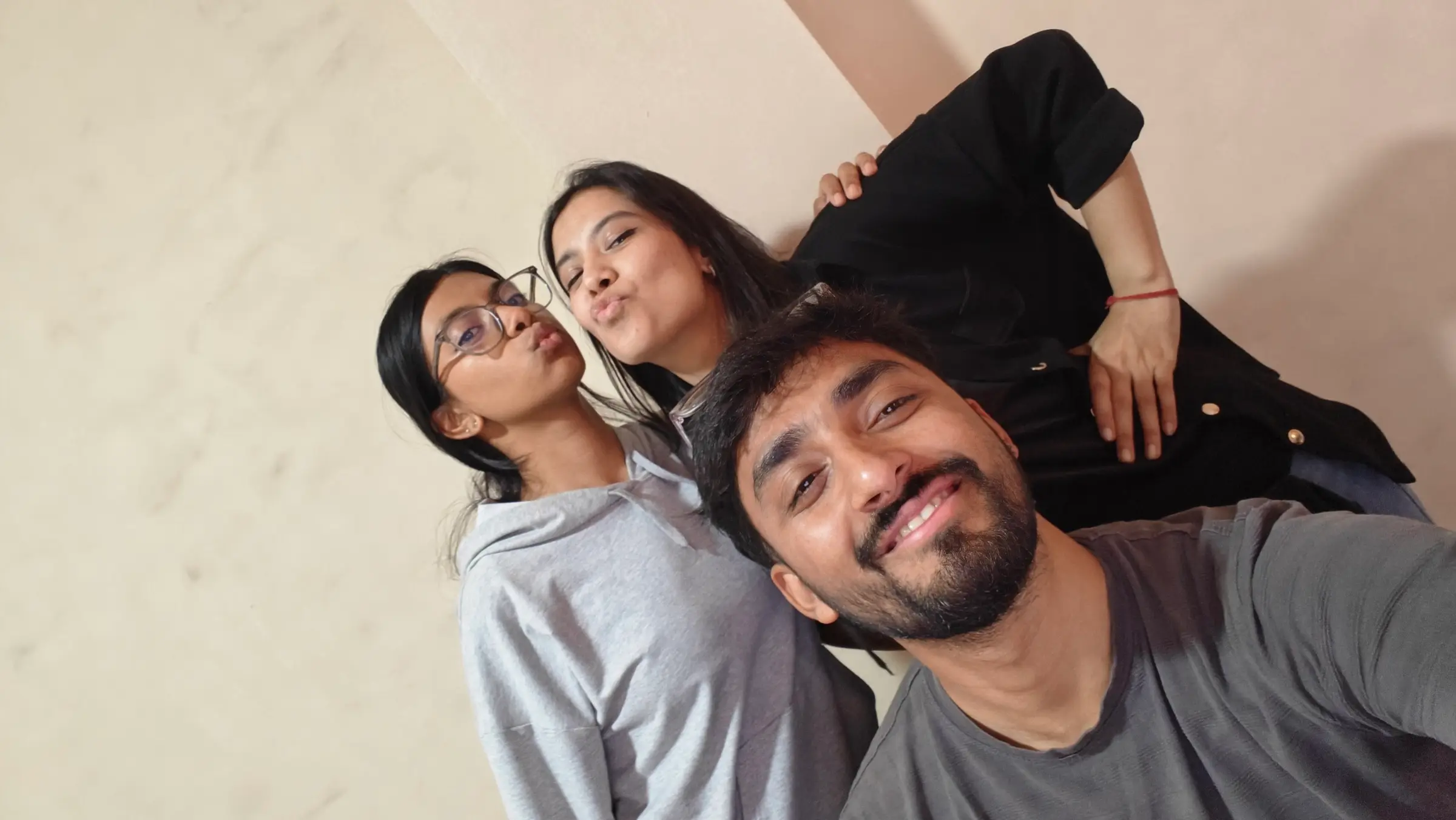 Candid team selfie in the studio