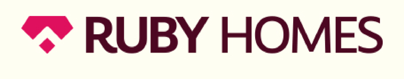 Ruby Homes logo — a magenta ruby-gem roof mark beside the RUBY HOMES wordmark